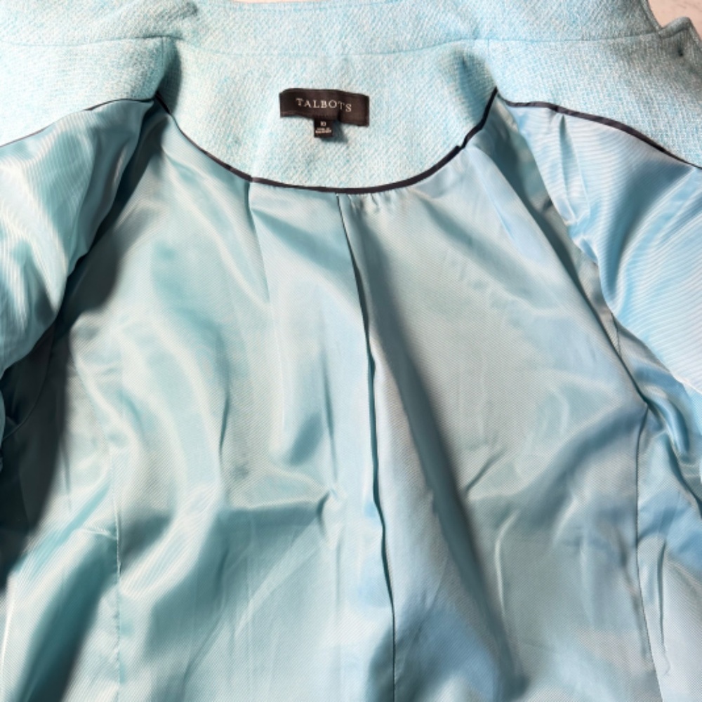 Talbot's Robin Egg Blue Wool Band-Collar Jacket Size 10 - Picture 5 of 5